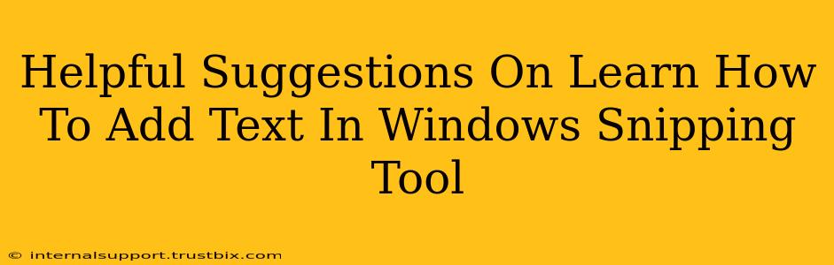 Helpful Suggestions On Learn How To Add Text In Windows Snipping Tool