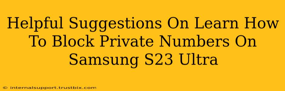 Helpful Suggestions On Learn How To Block Private Numbers On Samsung S23 Ultra