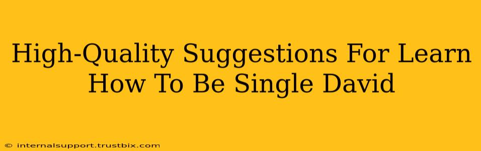 High-Quality Suggestions For Learn How To Be Single David