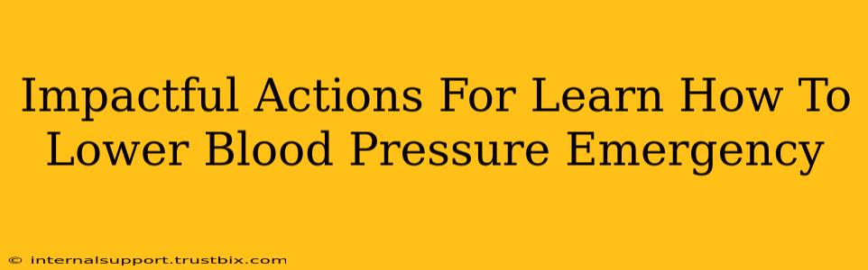 Impactful Actions For Learn How To Lower Blood Pressure Emergency