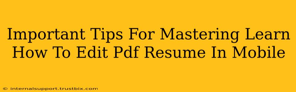 Important Tips For Mastering Learn How To Edit Pdf Resume In Mobile