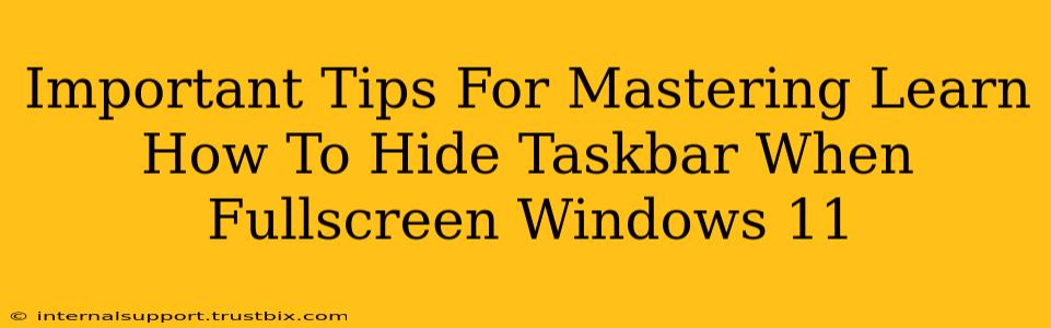 Important Tips For Mastering Learn How To Hide Taskbar When Fullscreen Windows 11