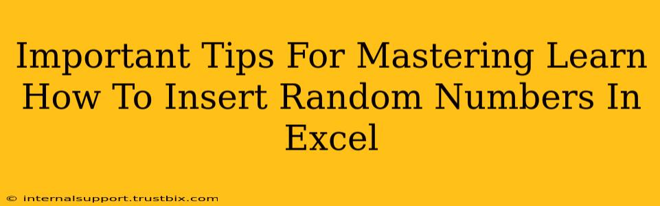 Important Tips For Mastering Learn How To Insert Random Numbers In Excel