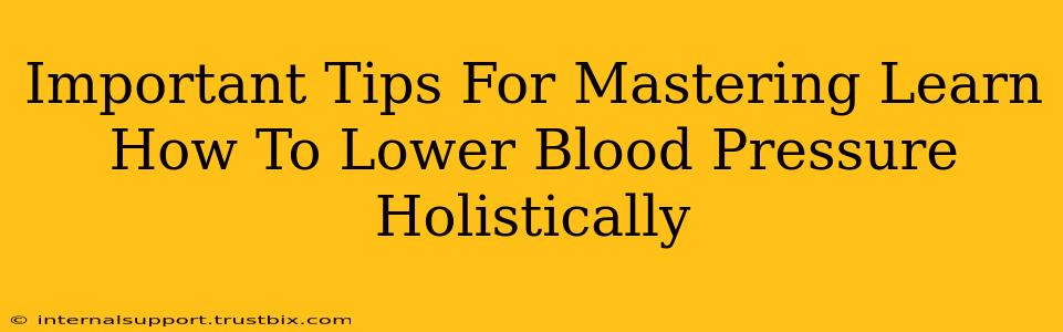 Important Tips For Mastering Learn How To Lower Blood Pressure Holistically