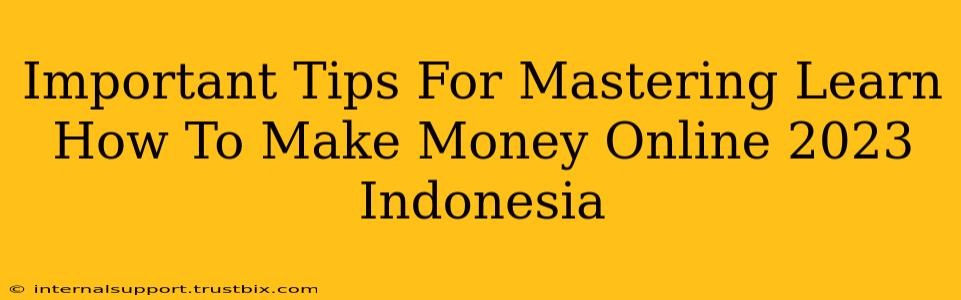 Important Tips For Mastering Learn How To Make Money Online 2023 Indonesia