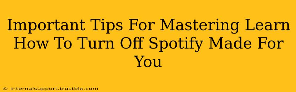 Important Tips For Mastering Learn How To Turn Off Spotify Made For You