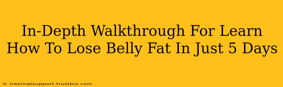 In-Depth Walkthrough For Learn How To Lose Belly Fat In Just 5 Days