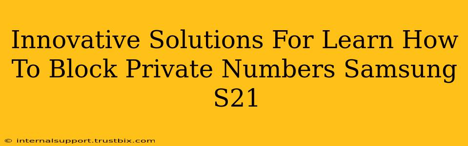 Innovative Solutions For Learn How To Block Private Numbers Samsung S21