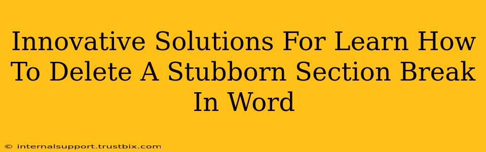 Innovative Solutions For Learn How To Delete A Stubborn Section Break In Word