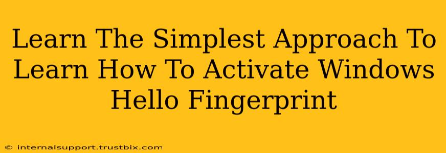 Learn The Simplest Approach To Learn How To Activate Windows Hello Fingerprint