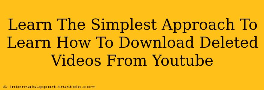 Learn The Simplest Approach To Learn How To Download Deleted Videos From Youtube