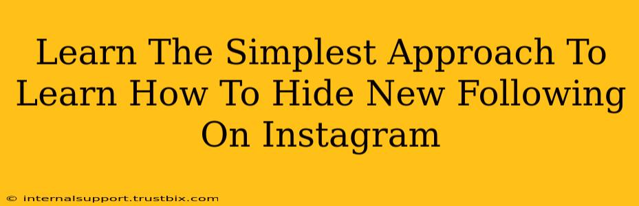 Learn The Simplest Approach To Learn How To Hide New Following On Instagram