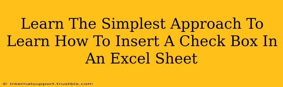 Learn The Simplest Approach To Learn How To Insert A Check Box In An Excel Sheet