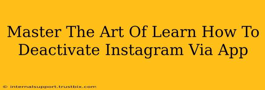 Master The Art Of Learn How To Deactivate Instagram Via App