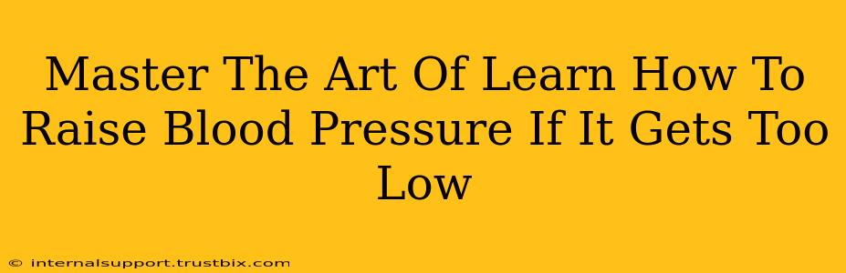 Master The Art Of Learn How To Raise Blood Pressure If It Gets Too Low