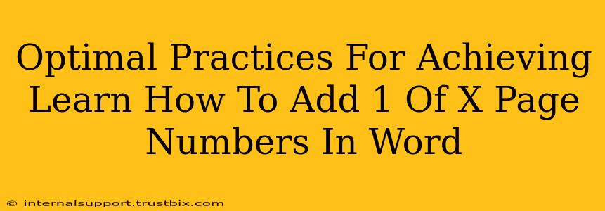 Optimal Practices For Achieving Learn How To Add 1 Of X Page Numbers In Word