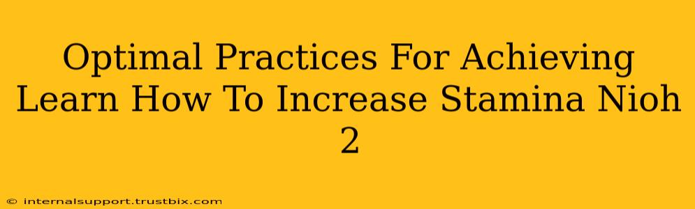 Optimal Practices For Achieving Learn How To Increase Stamina Nioh 2