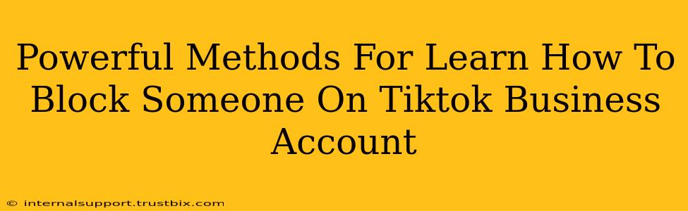 Powerful Methods For Learn How To Block Someone On Tiktok Business Account