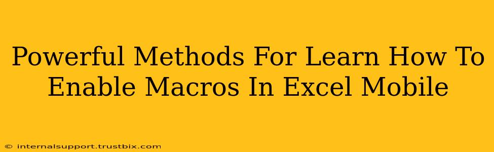 Powerful Methods For Learn How To Enable Macros In Excel Mobile