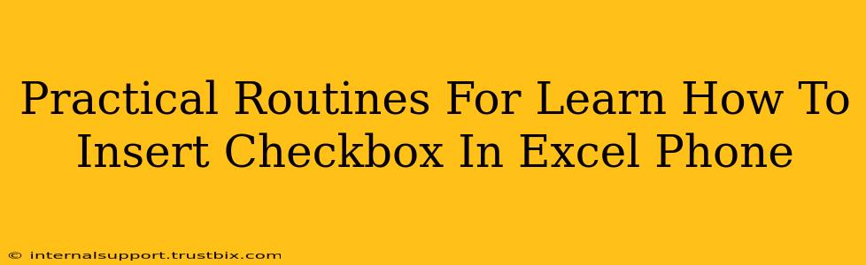 Practical Routines For Learn How To Insert Checkbox In Excel Phone