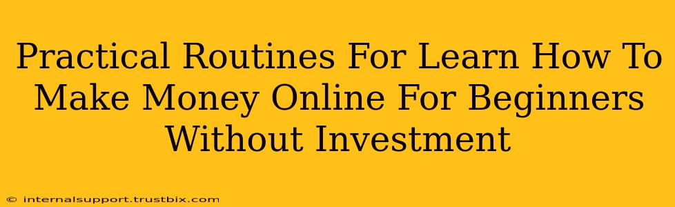 Practical Routines For Learn How To Make Money Online For Beginners Without Investment