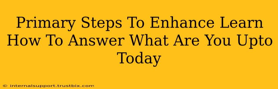 Primary Steps To Enhance Learn How To Answer What Are You Upto Today