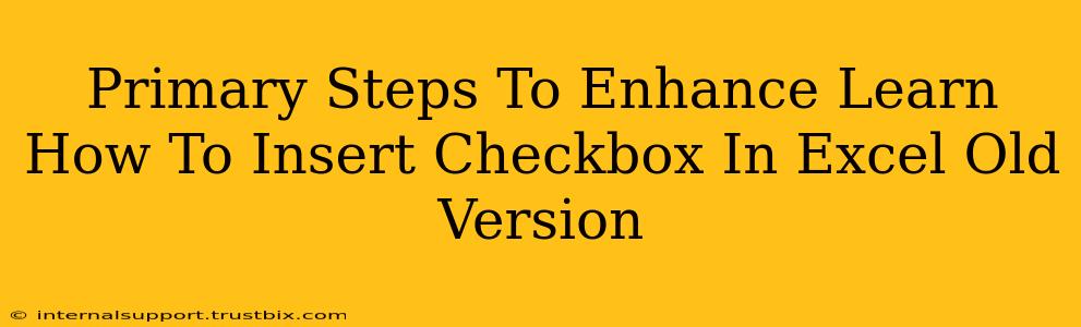 Primary Steps To Enhance Learn How To Insert Checkbox In Excel Old Version