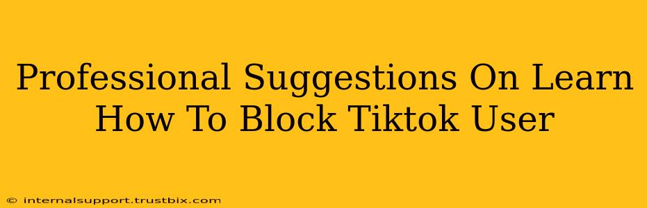 Professional Suggestions On Learn How To Block Tiktok User