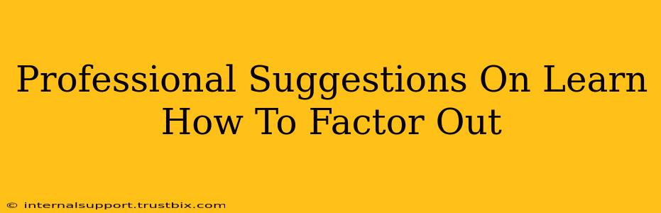 Professional Suggestions On Learn How To Factor Out