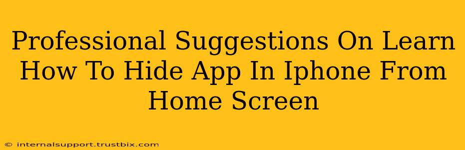 Professional Suggestions On Learn How To Hide App In Iphone From Home Screen