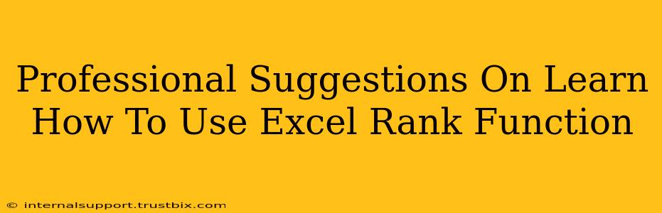 Professional Suggestions On Learn How To Use Excel Rank Function