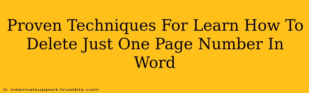 Proven Techniques For Learn How To Delete Just One Page Number In Word