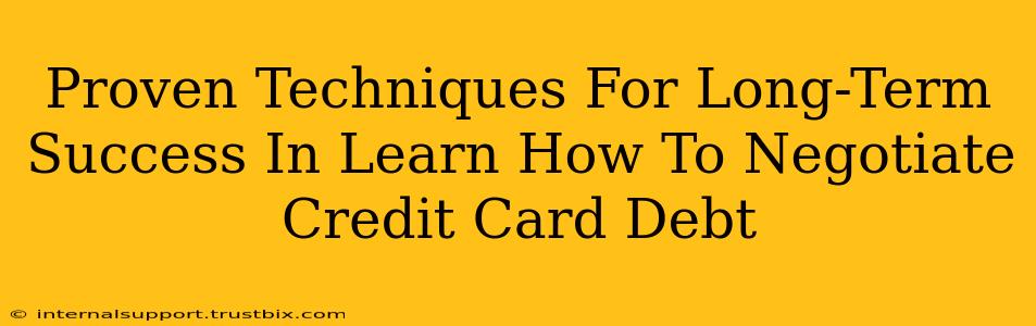 Proven Techniques For Long-Term Success In Learn How To Negotiate Credit Card Debt