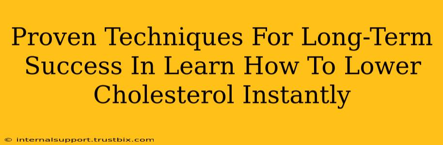 Proven Techniques For Long-Term Success In Learn How To Lower Cholesterol Instantly