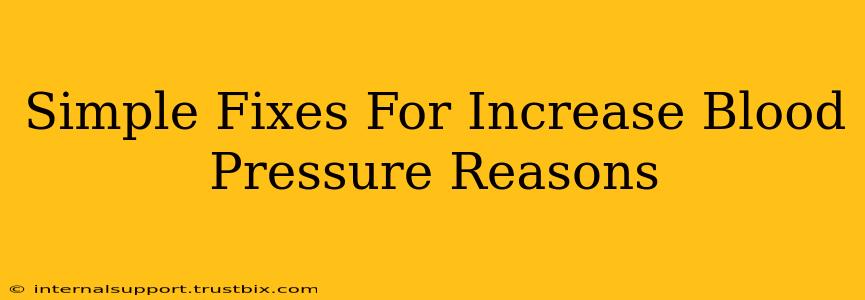 Simple Fixes For Increase Blood Pressure Reasons