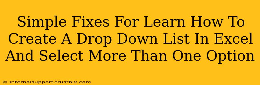 Simple Fixes For Learn How To Create A Drop Down List In Excel And Select More Than One Option