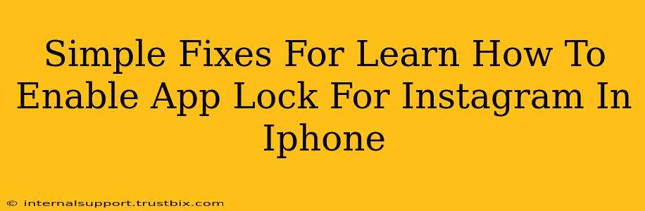 Simple Fixes For Learn How To Enable App Lock For Instagram In Iphone