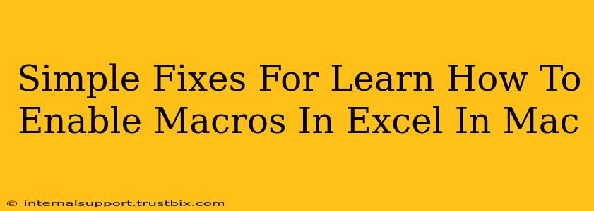 Simple Fixes For Learn How To Enable Macros In Excel In Mac