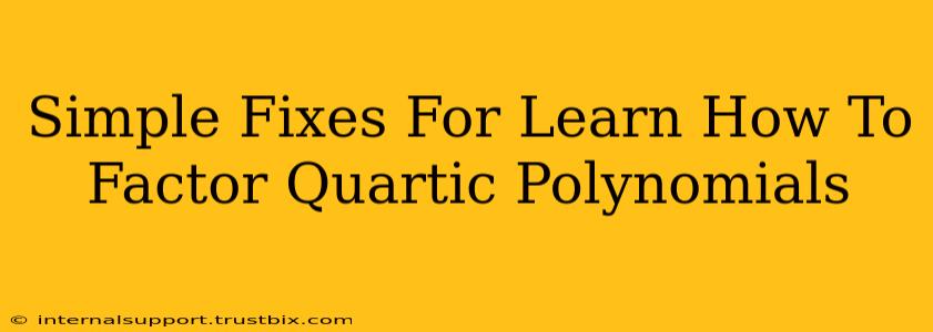 Simple Fixes For Learn How To Factor Quartic Polynomials