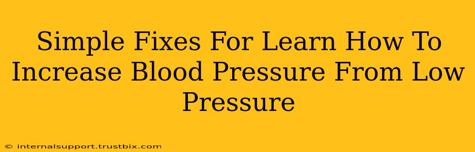 Simple Fixes For Learn How To Increase Blood Pressure From Low Pressure