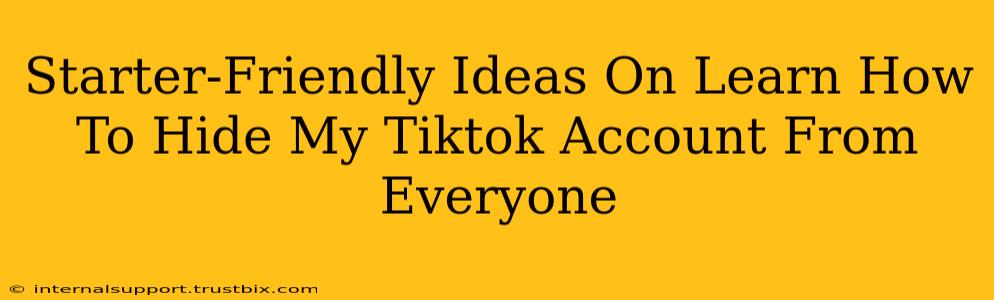 Starter-Friendly Ideas On Learn How To Hide My Tiktok Account From Everyone