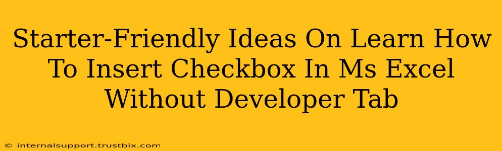 Starter-Friendly Ideas On Learn How To Insert Checkbox In Ms Excel Without Developer Tab