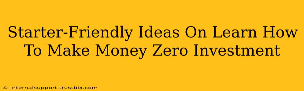 Starter-Friendly Ideas On Learn How To Make Money Zero Investment