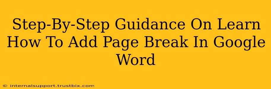 Step-By-Step Guidance On Learn How To Add Page Break In Google Word