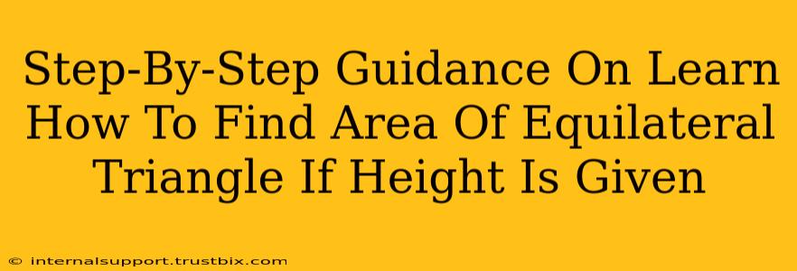 Step-By-Step Guidance On Learn How To Find Area Of Equilateral Triangle If Height Is Given