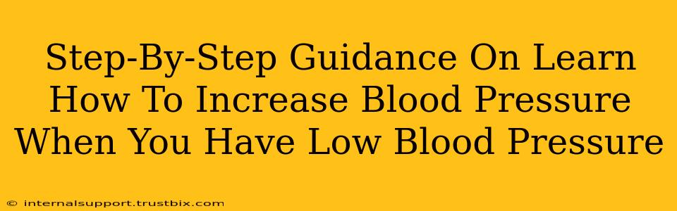 Step-By-Step Guidance On Learn How To Increase Blood Pressure When You Have Low Blood Pressure