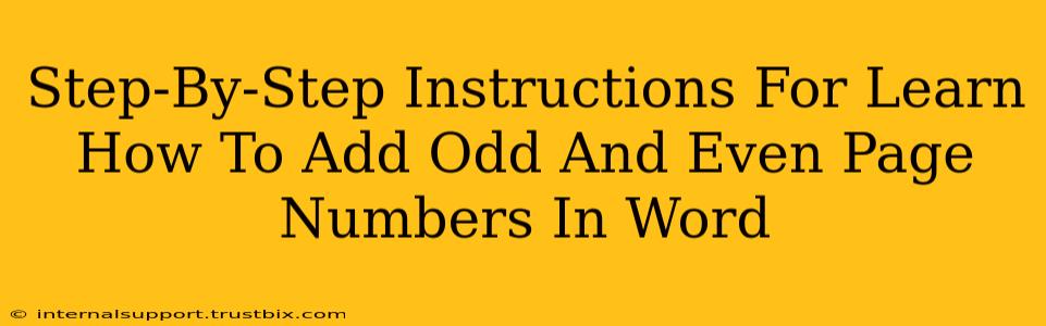 Step-By-Step Instructions For Learn How To Add Odd And Even Page Numbers In Word