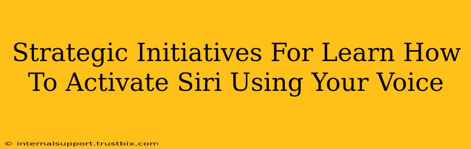 Strategic Initiatives For Learn How To Activate Siri Using Your Voice