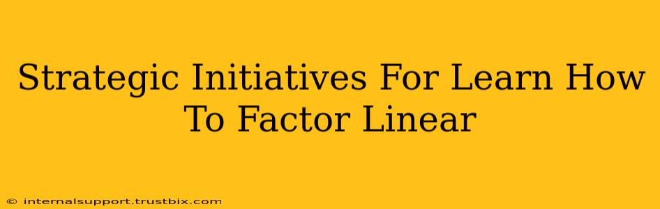 Strategic Initiatives For Learn How To Factor Linear