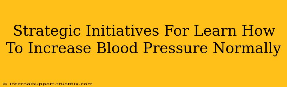 Strategic Initiatives For Learn How To Increase Blood Pressure Normally